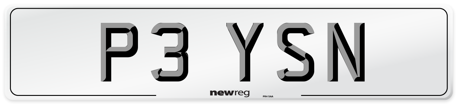 P3 YSN Number Plate from New Reg